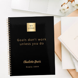 Agenda Cota motivacional de negócios em preto dourado