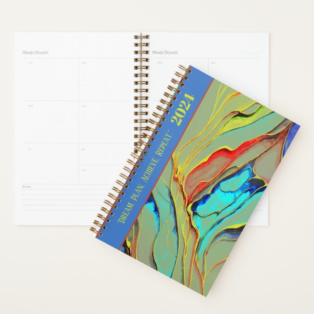 AGENDA COTAÇÃO MOTIVADA DESIGN DE TINTA DE ÁGUA RETRO (Exibição)