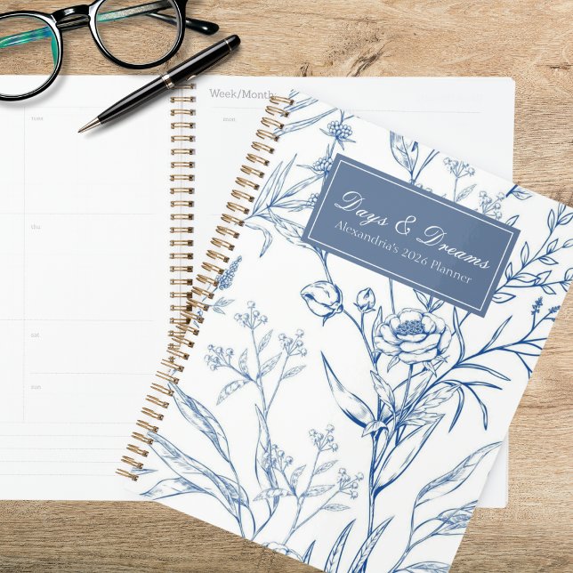 Agenda Country Blue & White Floral (Criador carregado)