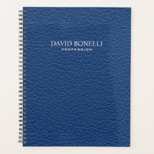 Agenda Couro Azul Masculina Personalizada Elegante