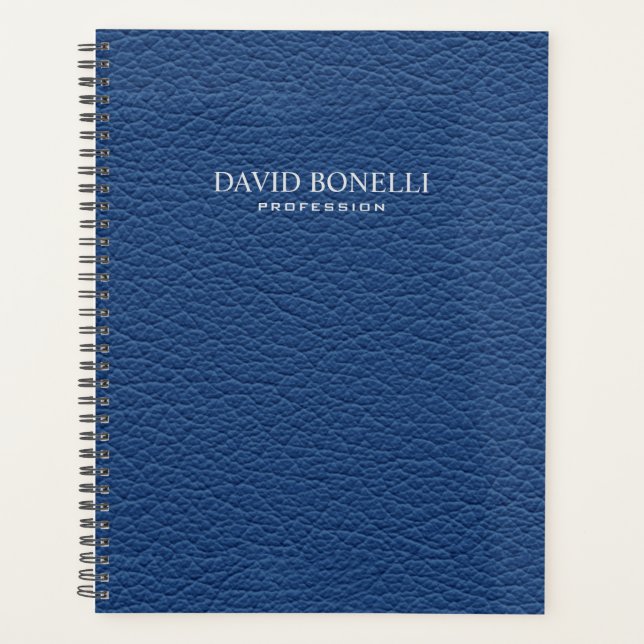 Agenda Couro Azul Masculina Personalizada Elegante (Frente)