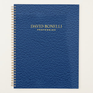 Agenda Couro Azul Masculina Personalizada Elegante