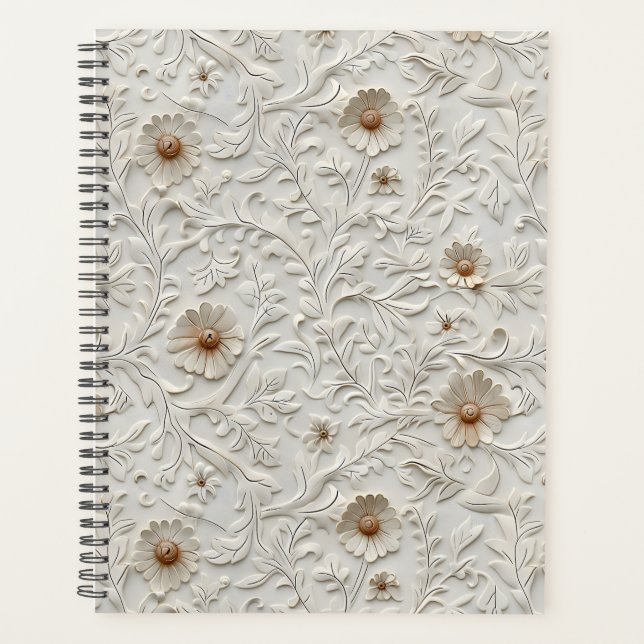 Agenda Couro floral neutro (Frente)