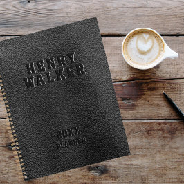 Agenda Couro preto embutido por empresas personalizadas