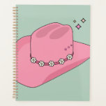 Agenda Cowboy Hoppy Pink E Green<br><div class="desc">Chapéu De Cowboy - Rosa E Verde - Ilustração Moderna E Colorida De Cowboy.</div>