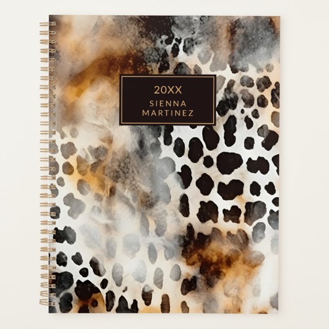 Agenda Cowhide Leopard Impressão Animal Pele Abstrato Art (Frente)