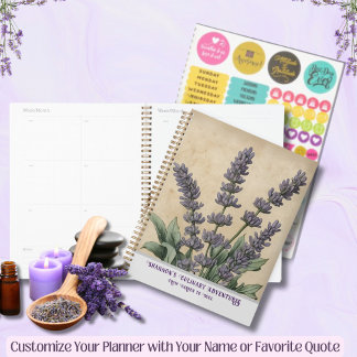 Agenda Cozinha de Ervas Lavanda Vintage & Receita