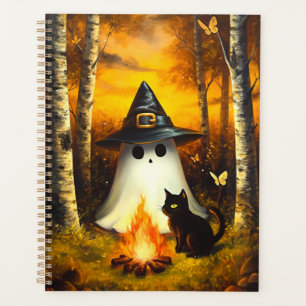 Agenda Cozy Halloween Ghost & Black Cat Campfire