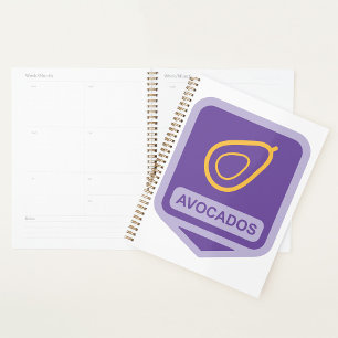 Agenda Crachá de abacate minimalista em roxo e Dourado