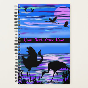 Agenda Crane Birds Sunset Lake Planner com Texto Personal