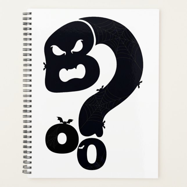 Agenda Crânio de Boo com Ponto de Interrogação (Frente)