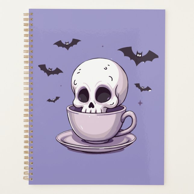 Agenda Crânio Pastel Goth em Xícara de Chá (Frente)