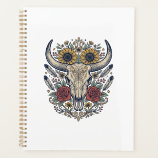 Agenda Cravo Floral Vintage Crânio de Touro Ocidental
