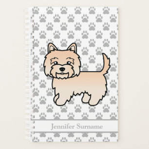 Agenda Cream Cairn Terrier Dog Com Peças E Nome Personali