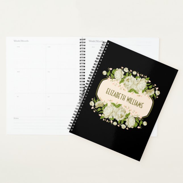 Agenda Cream Floral Planner. Presente de Dia da Mãe (Exibição)