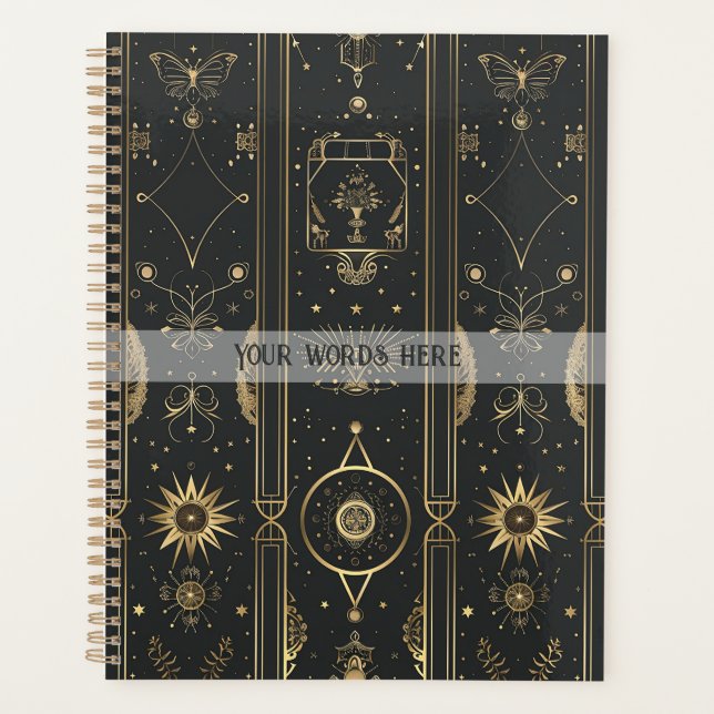 Agenda Create Your Own Elegant Gold Mystical Stripes (Frente)