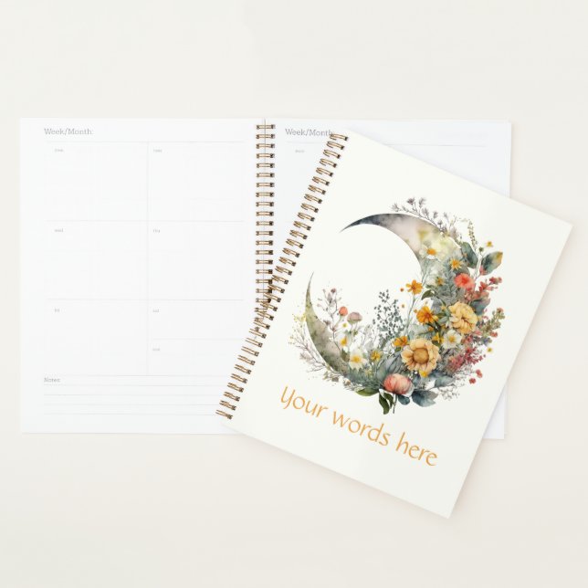 Agenda Create Your Own Sunny Floral Crescent Moon (Exibição)