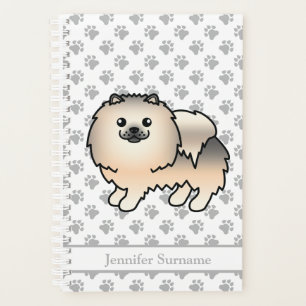 Agenda Creme Sable Pomeranian Cartoon Dog & Custom Text