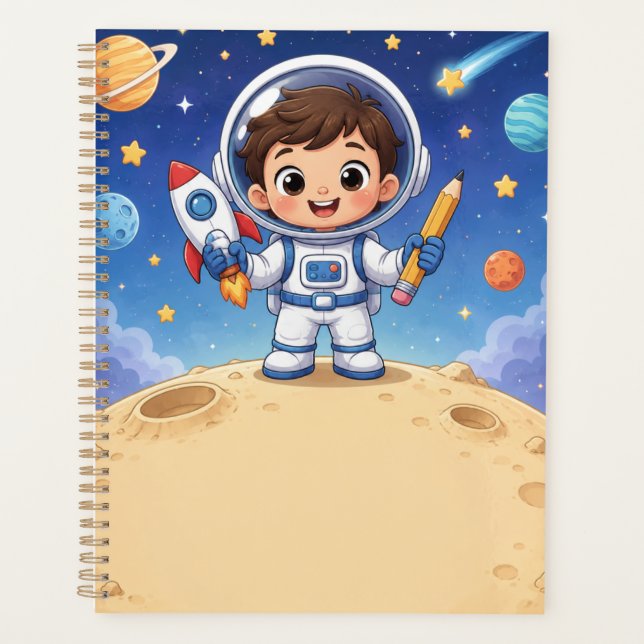 Agenda Criança Astronauta Pronta para Explorar Caderno Es (Frente)
