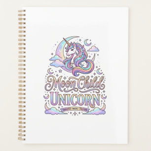 Agenda Criança da Lua Unicórnio Unicórnio Design Original