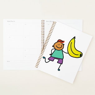 Agenda Criança Jogada Segurando Banana Amarela Grande