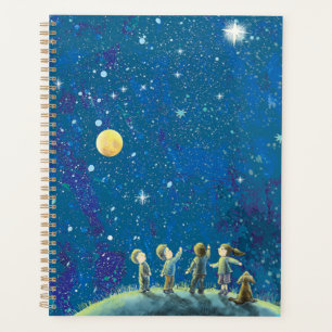 Agenda Crianças observando o Stars Planner