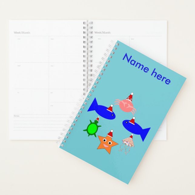 Agenda Criaturas do Mar de Natal Personalizadas (Exibição)