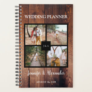 Agenda Crie o seu casamento de colagem de fotos rústicas
