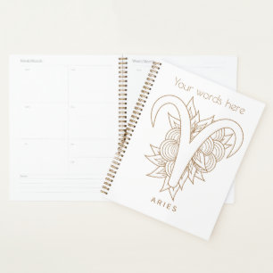 Agenda Crie o seu próprio Elegante Dourado e branco Aries