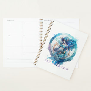 Agenda Crie seu próprio Aquário Roxo e Azul Zodiac