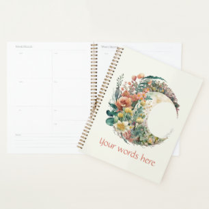 Agenda Crie Seu Próprio Crescente Lunar Floral Tropical