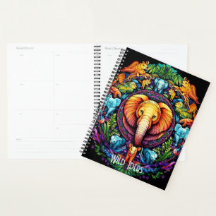 Agenda Crie seu próprio elefante colorido Mandala Totem
