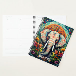 Agenda Crie Seu Próprio Elefante Floral Mandala
