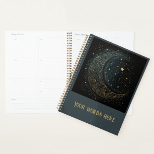 Agenda Crie seu próprio Filigre Dourado Lua Celestial