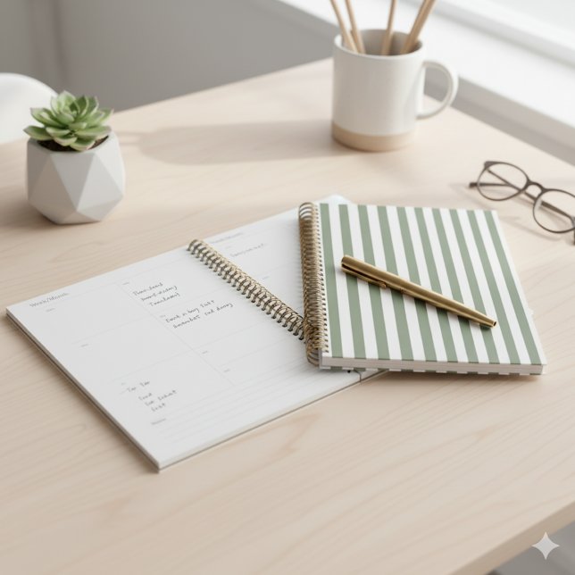 Agenda Crie seu próprio padrão verde branco riscado (Criador carregado)