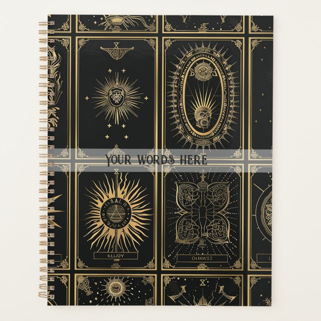 Agenda Crie Seu Próprio Patchwork de Tarot Dourado Elegan (Frente)