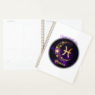 Agenda Crie Seu Próprio Peixes Zodiacal Celestial Roxo