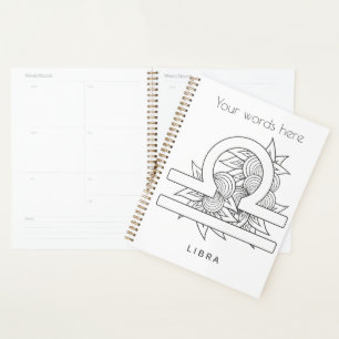 Agenda Crie seu próprio preto e branco legante Zodiac