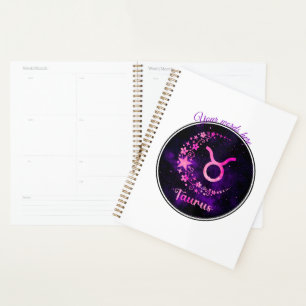 Agenda Crie Seu Próprio Taurus Celestial Roxo Zodiac