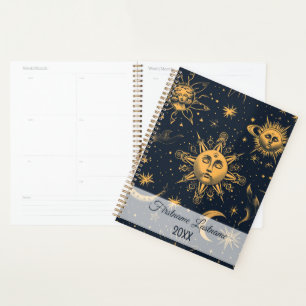 Agenda Crie sua própria Lua e estrelas Douradas e azuis