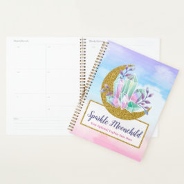 Agenda Cristais de Aquarela & Lua Crescente Dourada Bouti