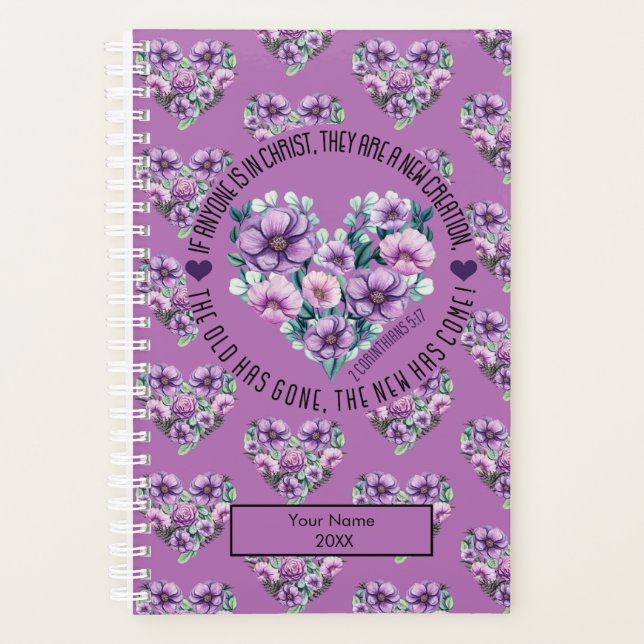 Agenda Cristão Personalizado 2 Corintianos 5:17 Bíblia (Frente)