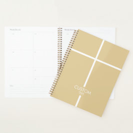 Agenda Cruz Simples Dourada e Branca