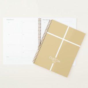 Agenda Cruz Simples Dourada e Branca