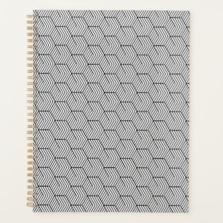 Agenda Cubo de Linha de Padrão Preto Geometria Simples