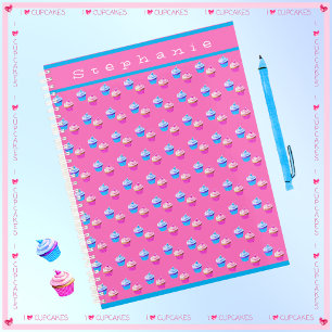 Agenda Cupcake Bonito rosa e azul personalizado