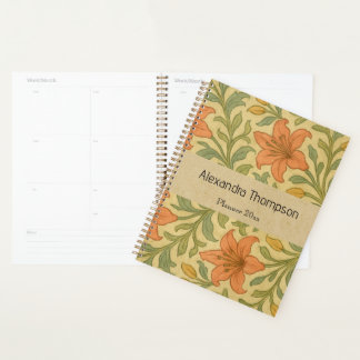 Agenda Custom Classy William Morris style Rustic floral