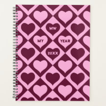 Custom Heart Checkerboard Pattern Bordeaux Pink - 