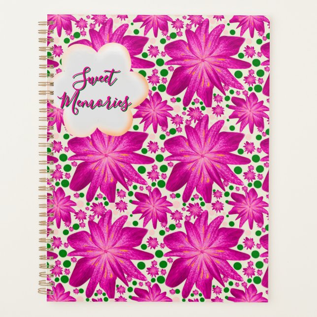 Agenda Custom Hot Pink Floral Seamless Pattern  (Frente)