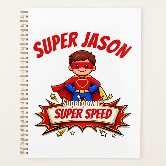 Agenda Custom Kids Superhero Name & Superpower (Frente)